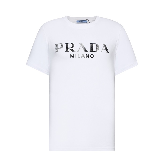 プラダメンズクルーネックホワイト半袖Tシャツa02634