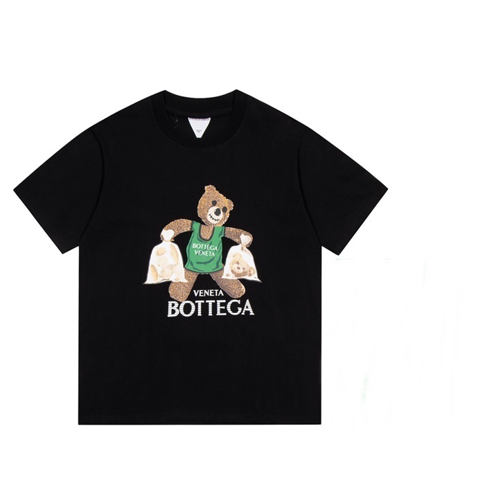 ボッテガヴェネタメンズクルーネックブラック半袖Tシャツt0260