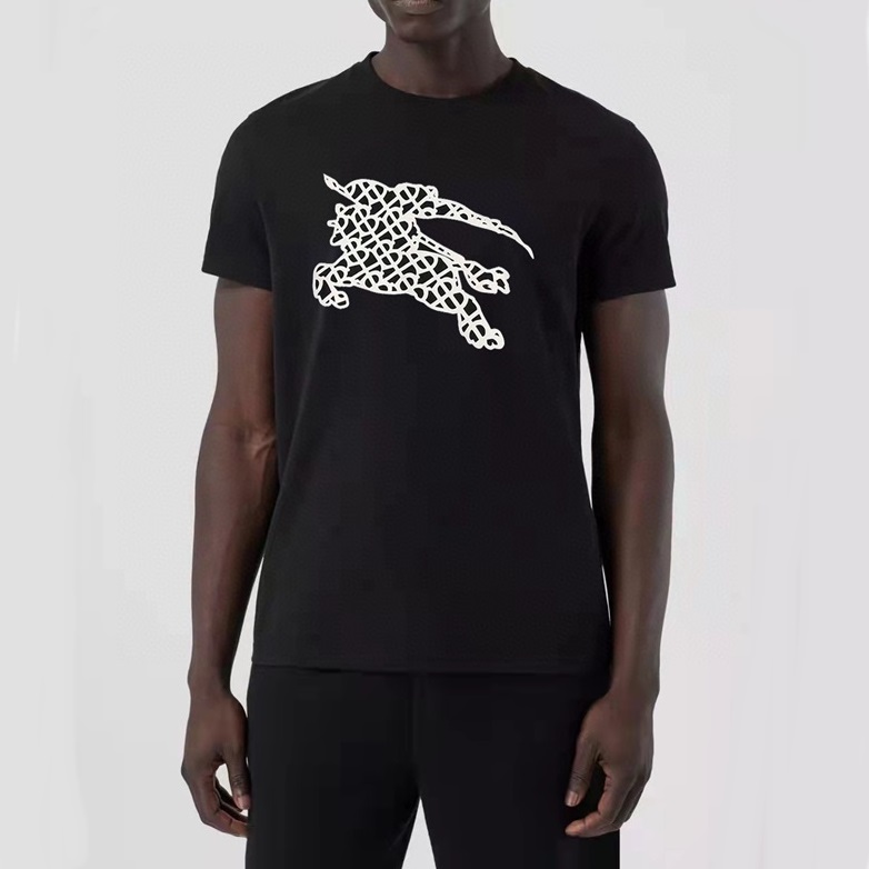 バーバリーメンズクルーネックブラック半袖Tシャツr04257