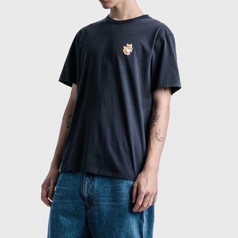 メゾンマルジェラメンズクルーネックネイビー半袖Tシャツi0076