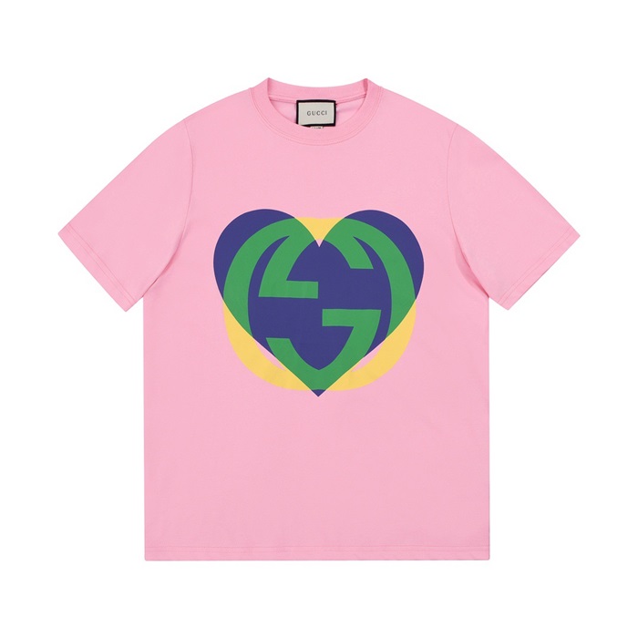 グッチユニセックスクルーネックピンク半袖Tシャツc04672
