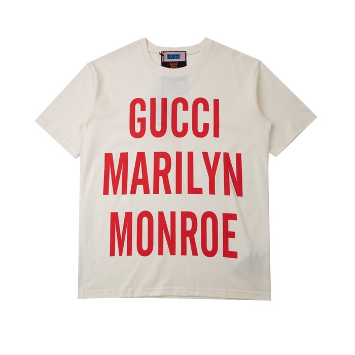 グッチメンズクルーネックアイボリー半袖Tシャツc04681