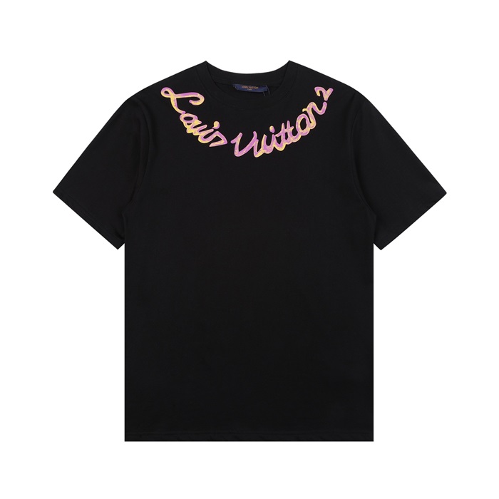 ルイヴィトンメンズクルーネックブラック半袖Tシャツu04078