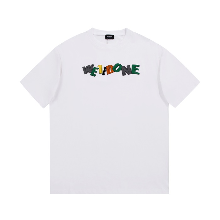 ウェルダンユニセックスクルーネックホワイト半袖Tシャツl0052