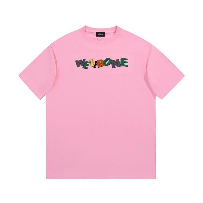 ウェルダンユニセックスクルーネックピンク半袖Tシャツl0054