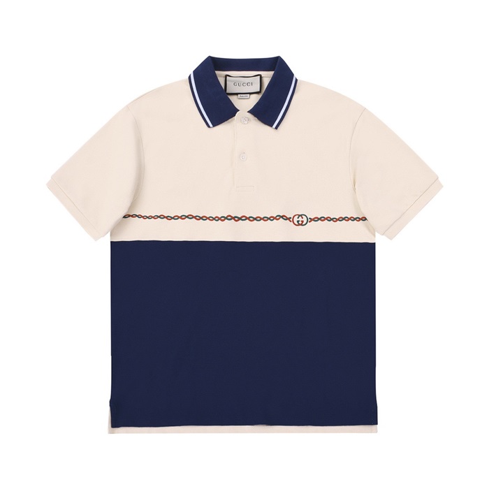 グッチユニセックスネイビーポロ半袖Tシャツc04685