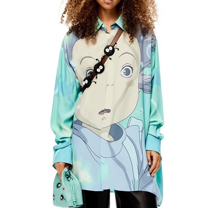 ロエベレディースブルーシャツe580