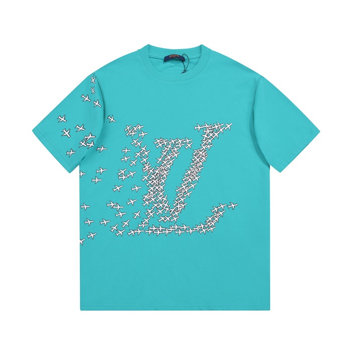 ルイヴィトンメンズクルーネックブルー半袖Tシャツu04081