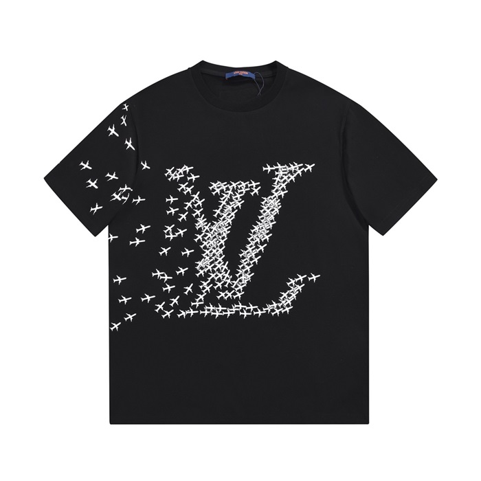 ルイヴィトンメンズクルーネックブラック半袖Tシャツu04082