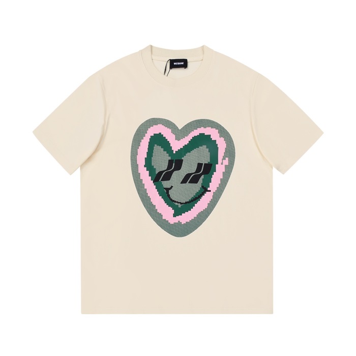 ウェルダンユニセックスクルーネックアイボリー半袖Tシャツl0058