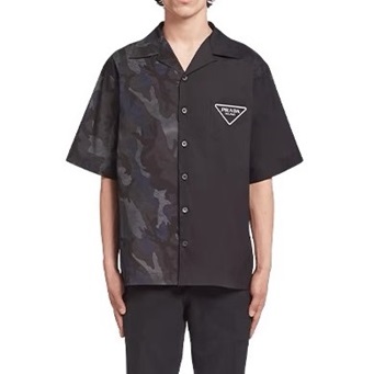 プラダメンズクルーネックブラック半袖Tシャツa02639