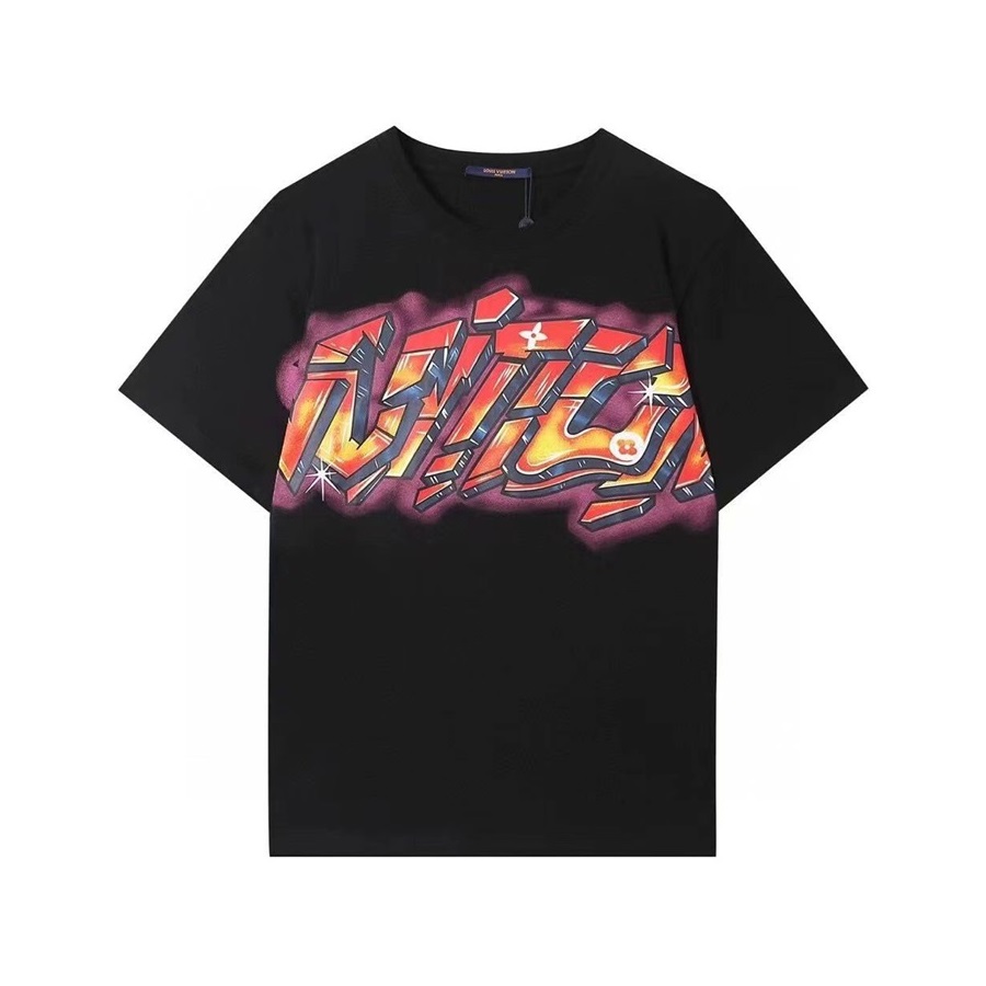 ルイヴィトンメンズクルーネックブラック半袖Tシャツu04088