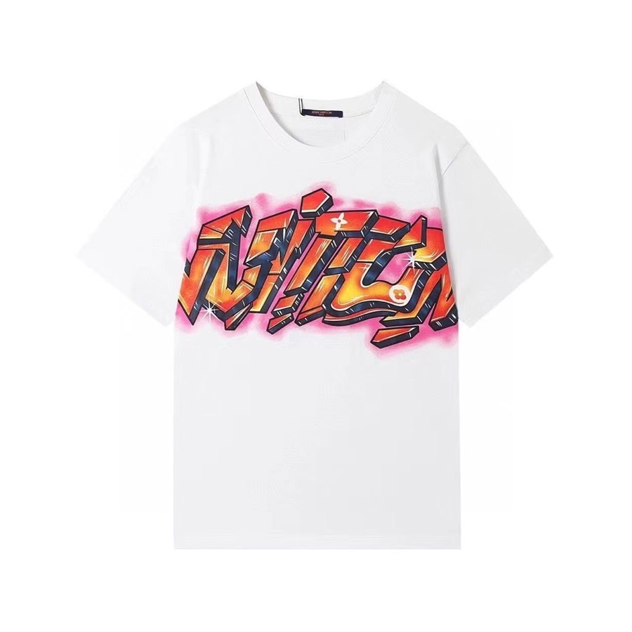 ルイヴィトンメンズクルーネックホワイト半袖Tシャツu04089