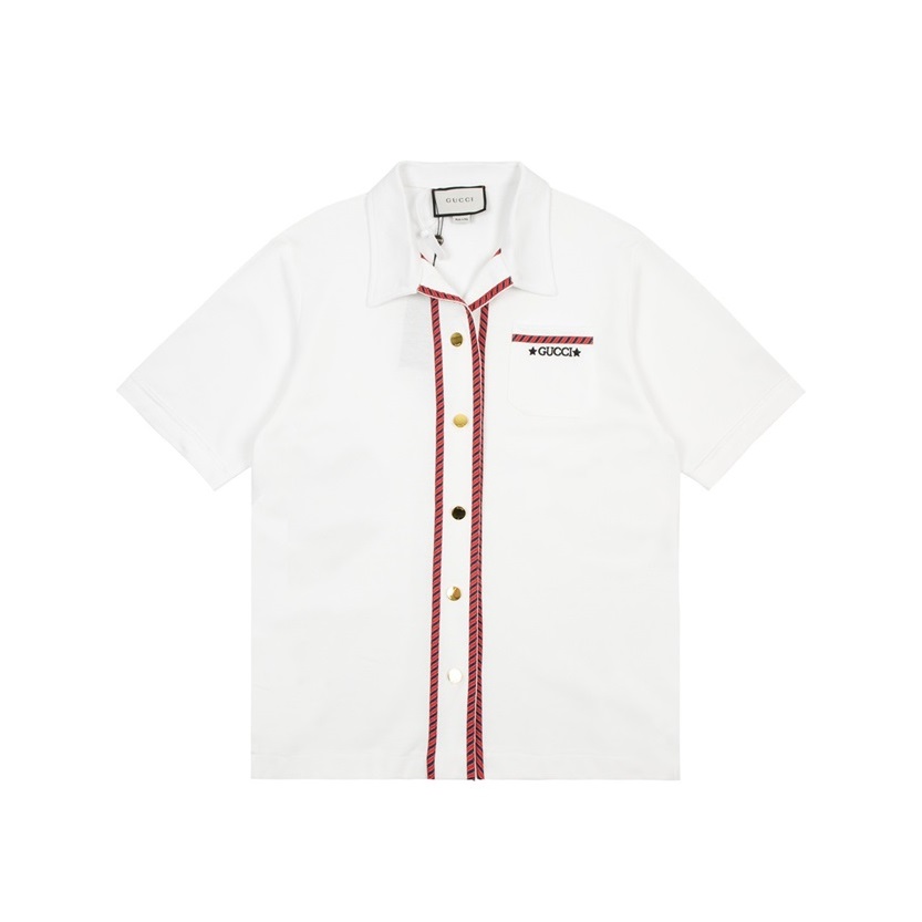 グッチメンズクルーネックホワイト半袖Tシャツc04702