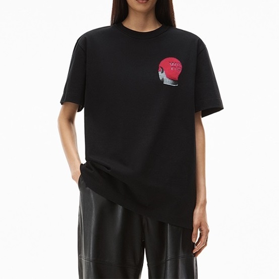 アレクサンダーワンメンズトレンディブラック半袖Tシャツx0195