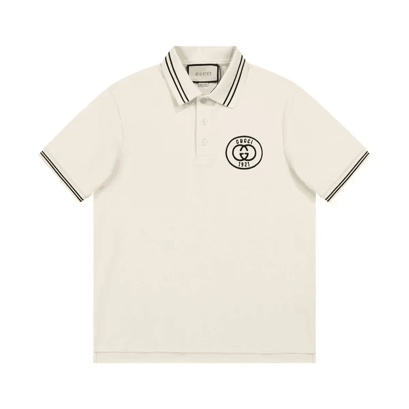 グッチメンズアイボリーポロ半袖Tシャツc04703
