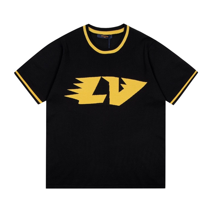 ルイヴィトンメンズブラッククルーネック半袖Tシャツu04096