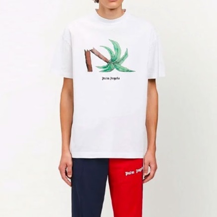 パームエンジェルスメンズクルーネックホワイト半袖Tシャツm0364