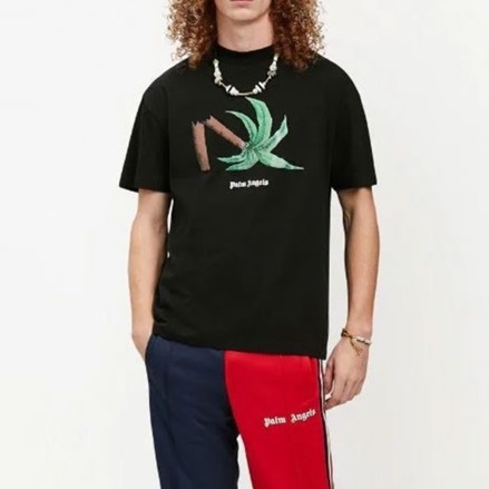 パームエンジェルスメンズクルーネックブラック半袖Tシャツm0365