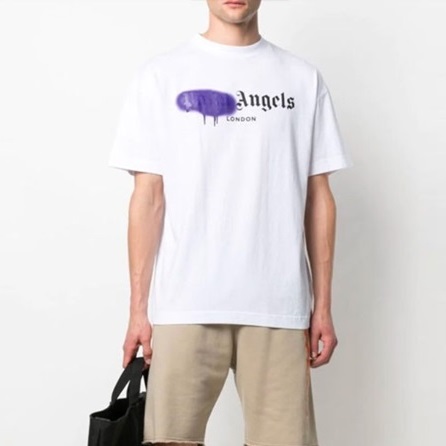 パームエンジェルスメンズクルーネックホワイト半袖Tシャツm0366