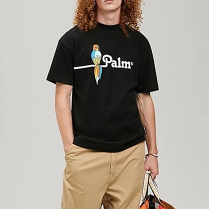 パームエンジェルスメンズクルーネックブラック半袖Tシャツm0367