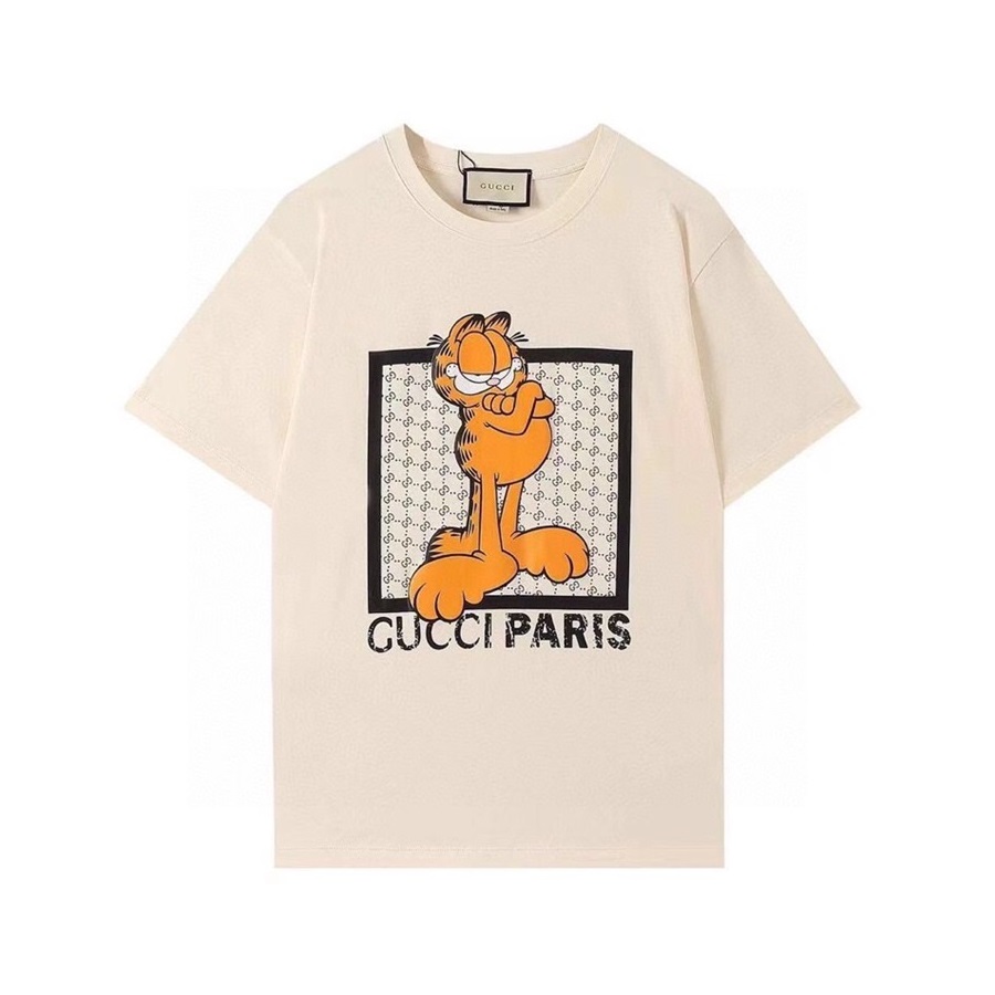 グッチメンズクルーネックアイボリー半袖Tシャツc04707