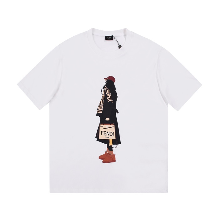 ェンディユニセックスクルーネックホワイト半袖Tシャツn01172