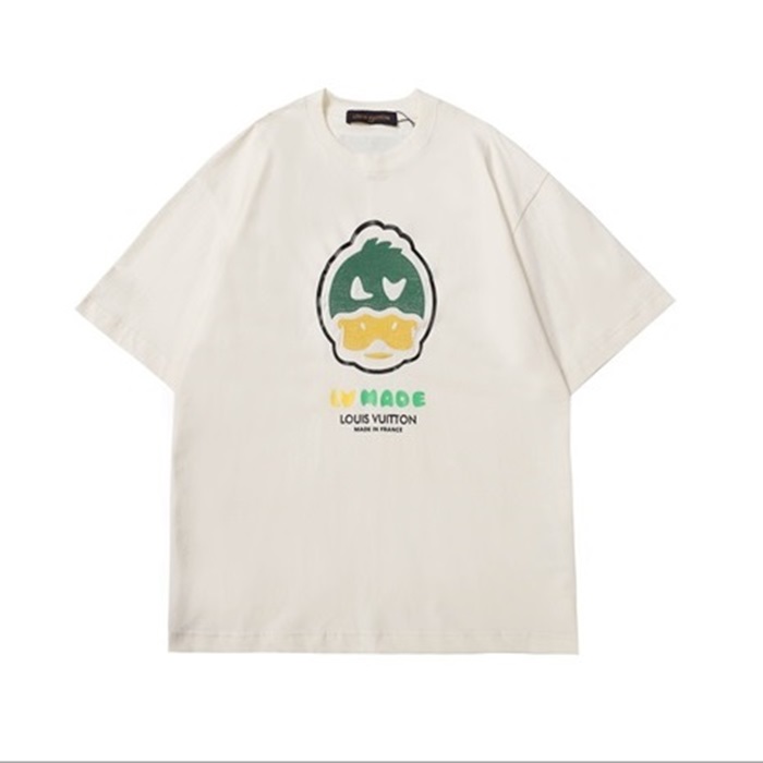 ルイヴィトンメンズアイボリークルーネック半袖Tシャツu04103