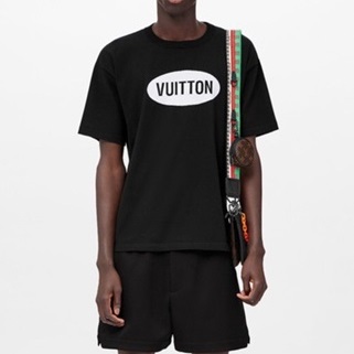 ルイヴィトンメンズブラッククルーネック半袖Tシャツu04105