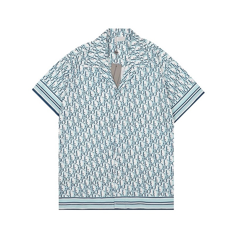 ディオールメンズトレンディブルー半袖Tシャツo01740