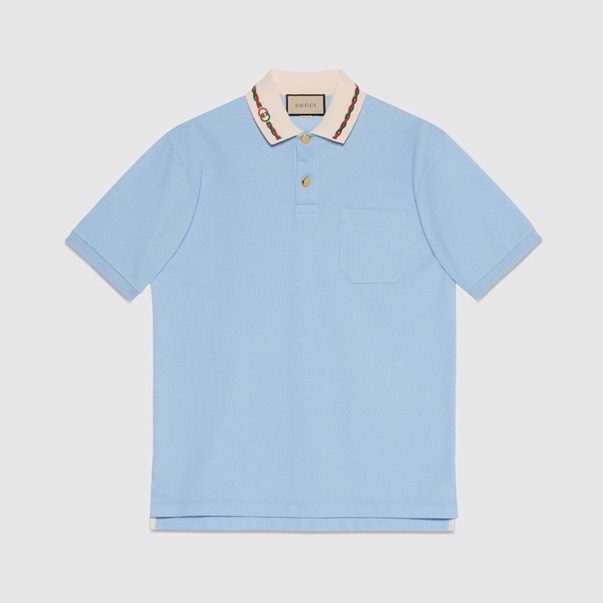 グッチメンズブルーポロ半袖Tシャツc04714