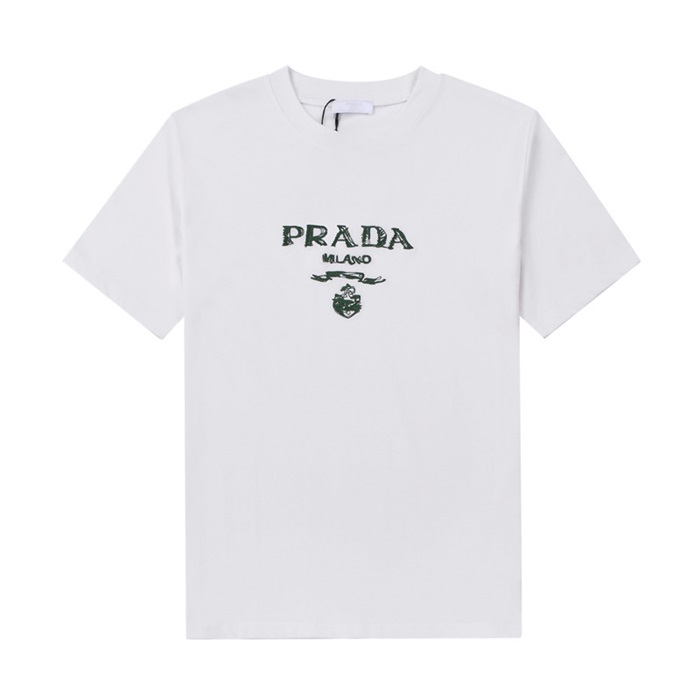 プラダメンズクルーネックホワイト半袖Tシャツa02648