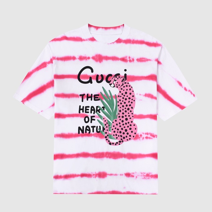 グッチメンズクルーネックピンク半袖Tシャツc04715