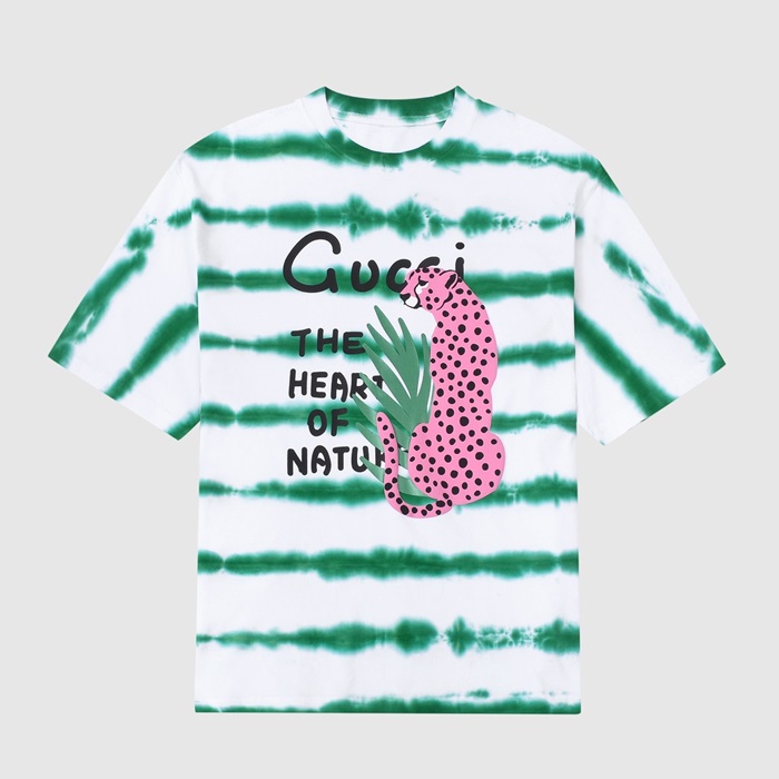 グッチメンズクルーネックグリーン半袖Tシャツc04716