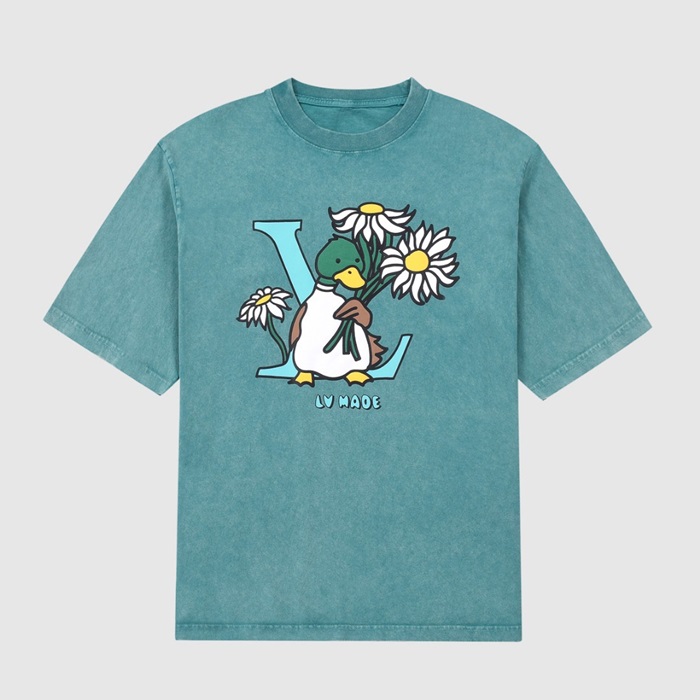 ルイヴィトンメンズブルークルーネック半袖Tシャツu04114