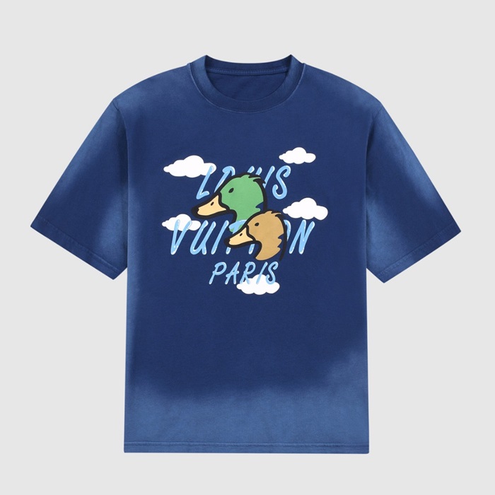 ルイヴィトンメンズブルークルーネック半袖Tシャツu04116