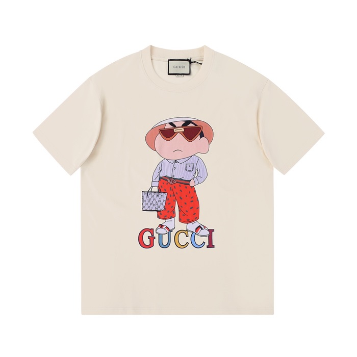 グッチメンズクルーネックアイボリー半袖Tシャツc04718