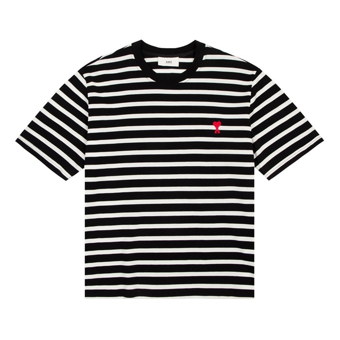 アミメンズクルーネックブラック半袖Tシャツi0274