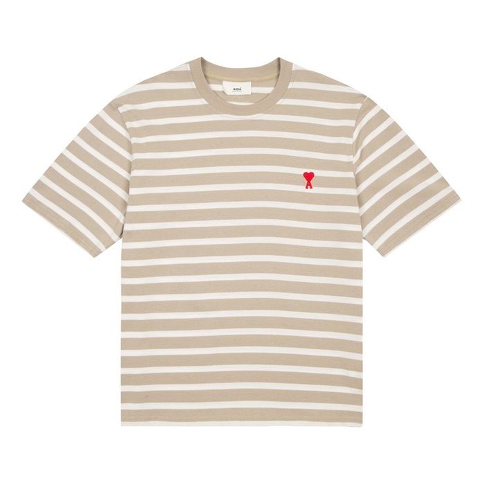 アミメンズクルーネックベージュ半袖Tシャツi0276