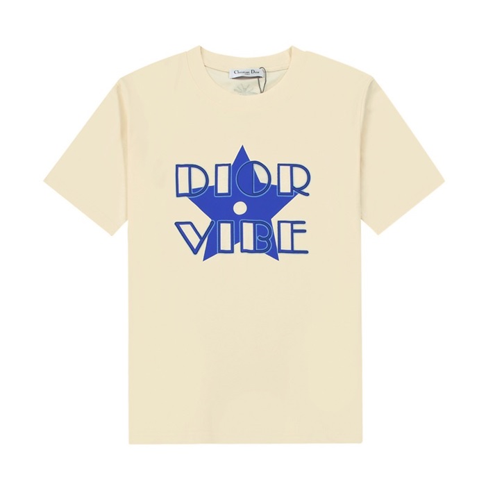 ディオールメンズクルーネックアイボリー半袖Tシャツo01743