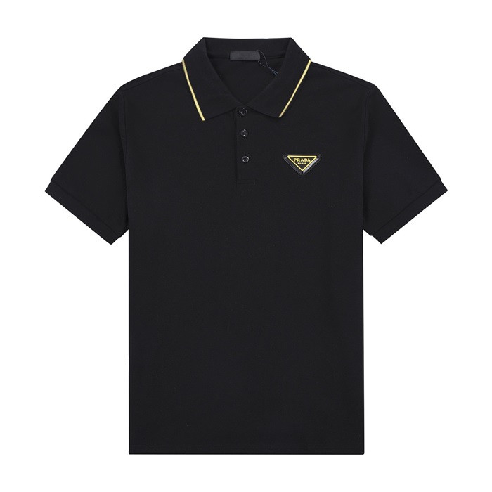 プラダメンズブラックポロ半袖Tシャツa02650