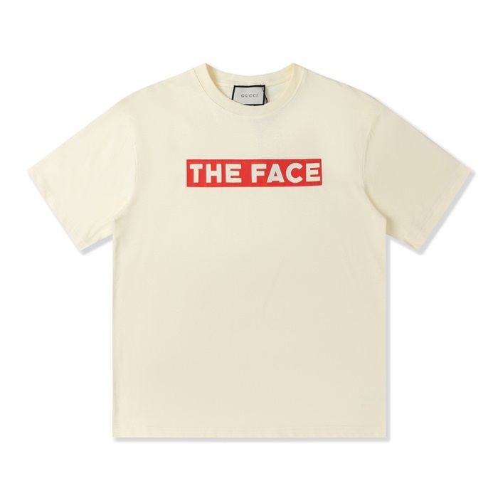 グッチメンズクルーネックアイボリー半袖Tシャツc04720