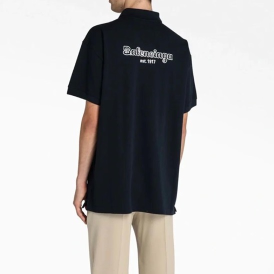 バレンシアガメンズブラックポロ半袖Tシャツl01391