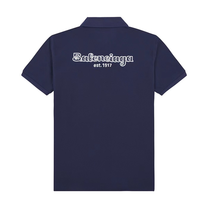 バレンシアガメンズネイビーポロ半袖Tシャツl01393