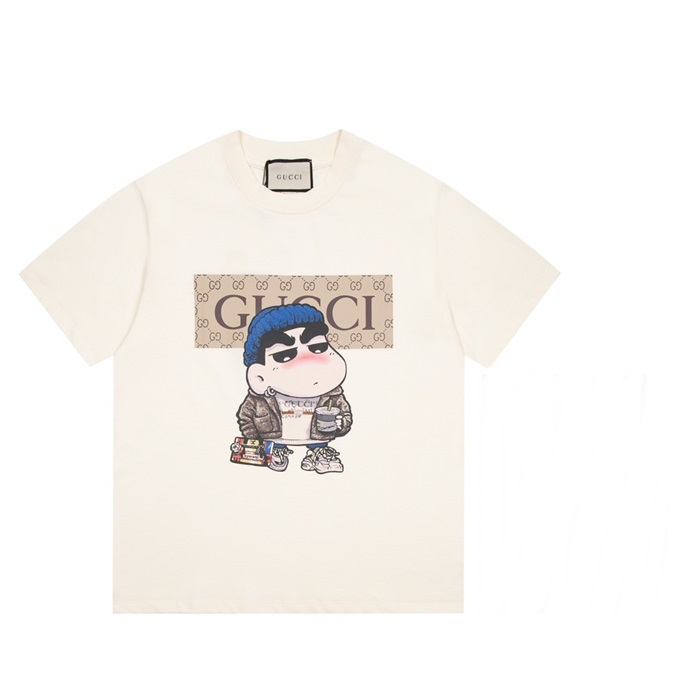 グッチメンズクルーネックアイボリー半袖Tシャツc04722