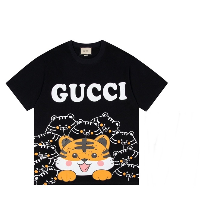 グッチメンズクルーネックアイボリー半袖Tシャツc04724