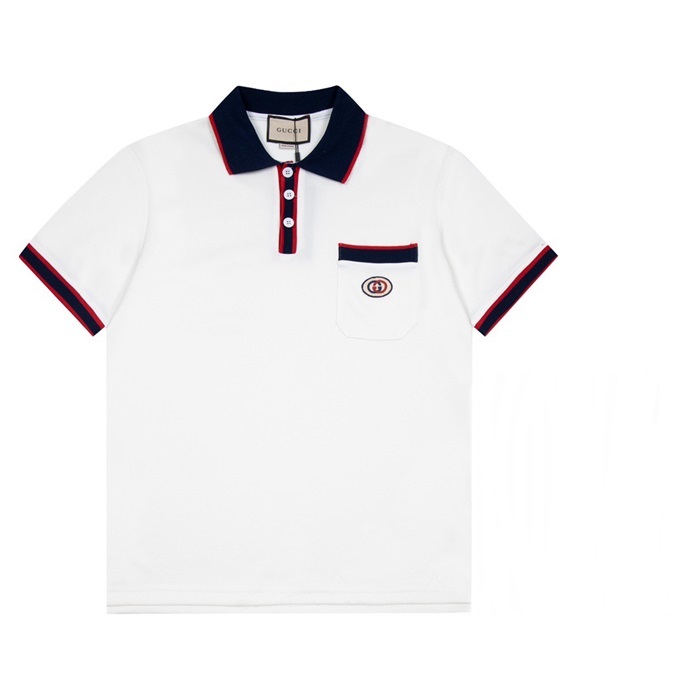 グッチメンズホワイトポロ半袖Tシャツc04727