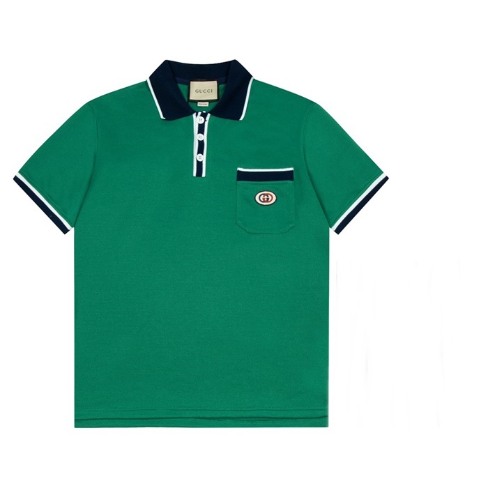 グッチメンズグリーンポロ半袖Tシャツc04728