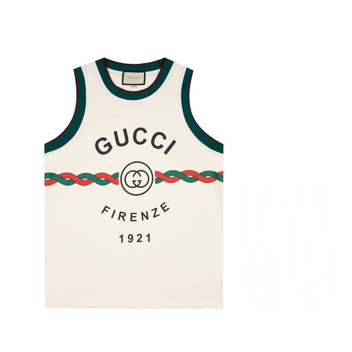 グッチメンズクルーネックアイボリータンクトップc04729
