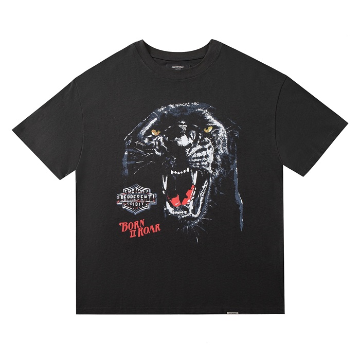 レプレゼントメンズブラッククルーネック半袖Tシャツp0046